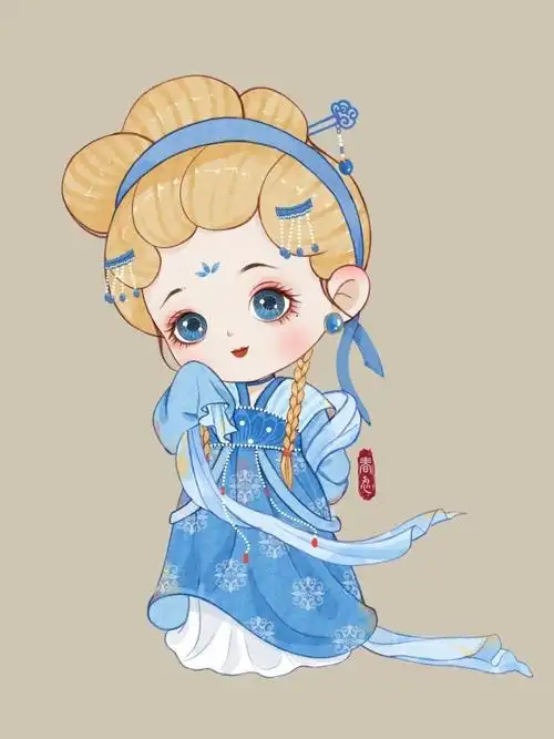 头像 迪士尼公主 古装 古风 手绘 插画 简笔画 可爱 小女孩 穿越到