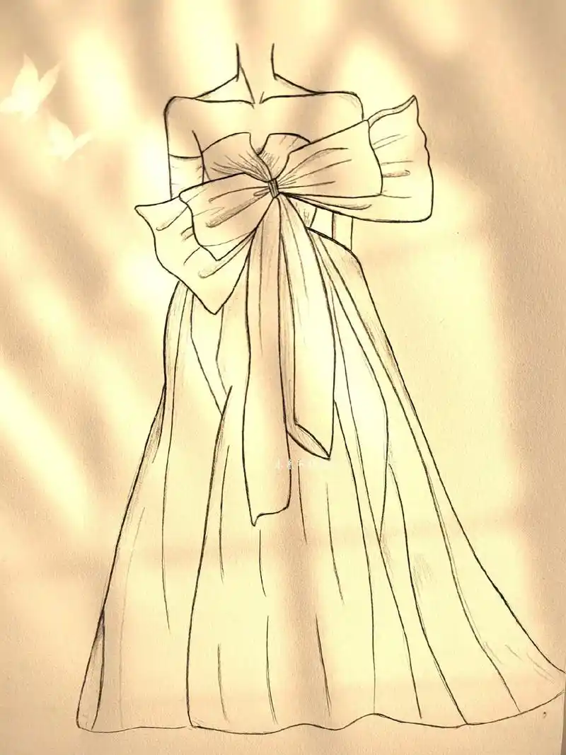 婚纱礼服简笔画,适合零基础#图文伙伴计划 #临摹#过程图分享 - 抖音