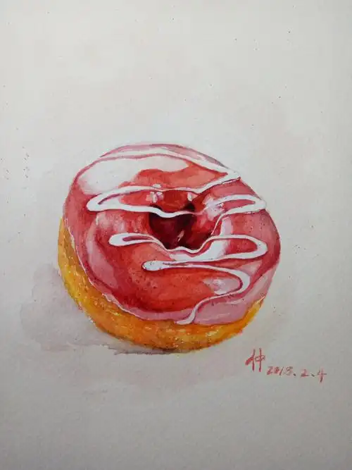 水彩美食甜甜圈