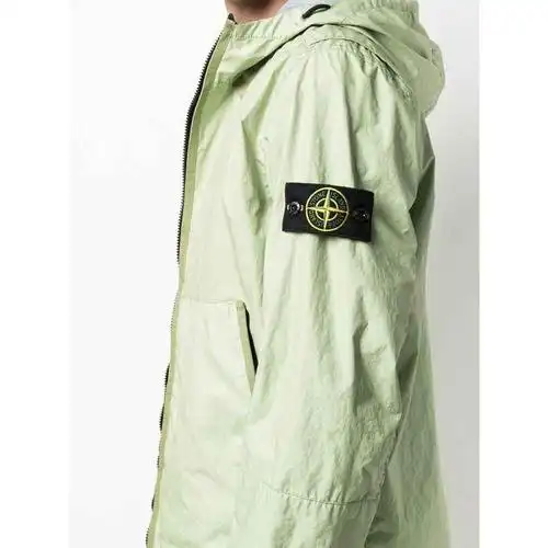 石头岛stoneisland夹克男士奢侈品拉链连帽夹克绿色l