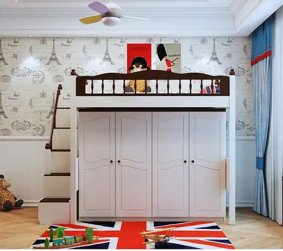上床下柜 儿童衣柜床多功能一体床男女孩柜上床成人衣帽间床组合床上