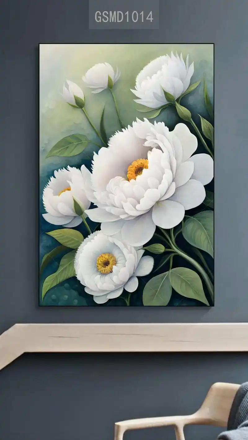 国色天香花开富贵白牡丹花卉装饰画高清图片设计素材图库大全装饰