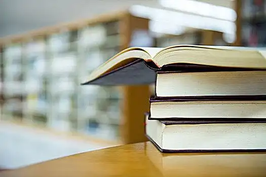 图书馆,一堆,书本,翻开