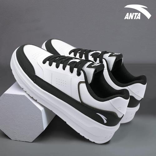 安踏男鞋轻便板鞋2024春季厚底小白鞋男款皮面防水纯白运动休闲鞋