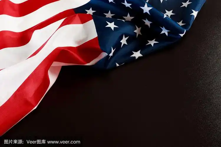 美国国旗上的黑色背景俯视图-图像