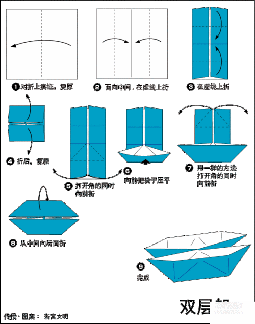 儿童手工折纸小船 双船的折法步骤图解秒折双船童年的回忆最简单的双