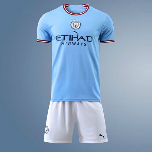 图扑曼城球衣足球服运动套装男儿童印订做哈兰德比赛训练队服定制印号
