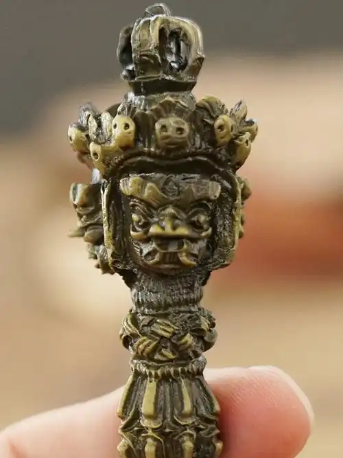 金刚合金三面普巴杵降魔杵密宗法器藏传佛教用品摆件