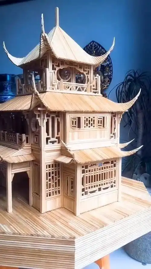 手工大神用牙签,拼出一座座宫殿