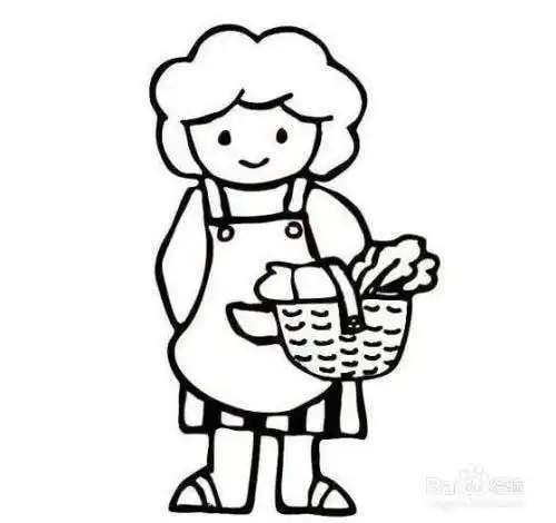 买菜的妈妈的画法