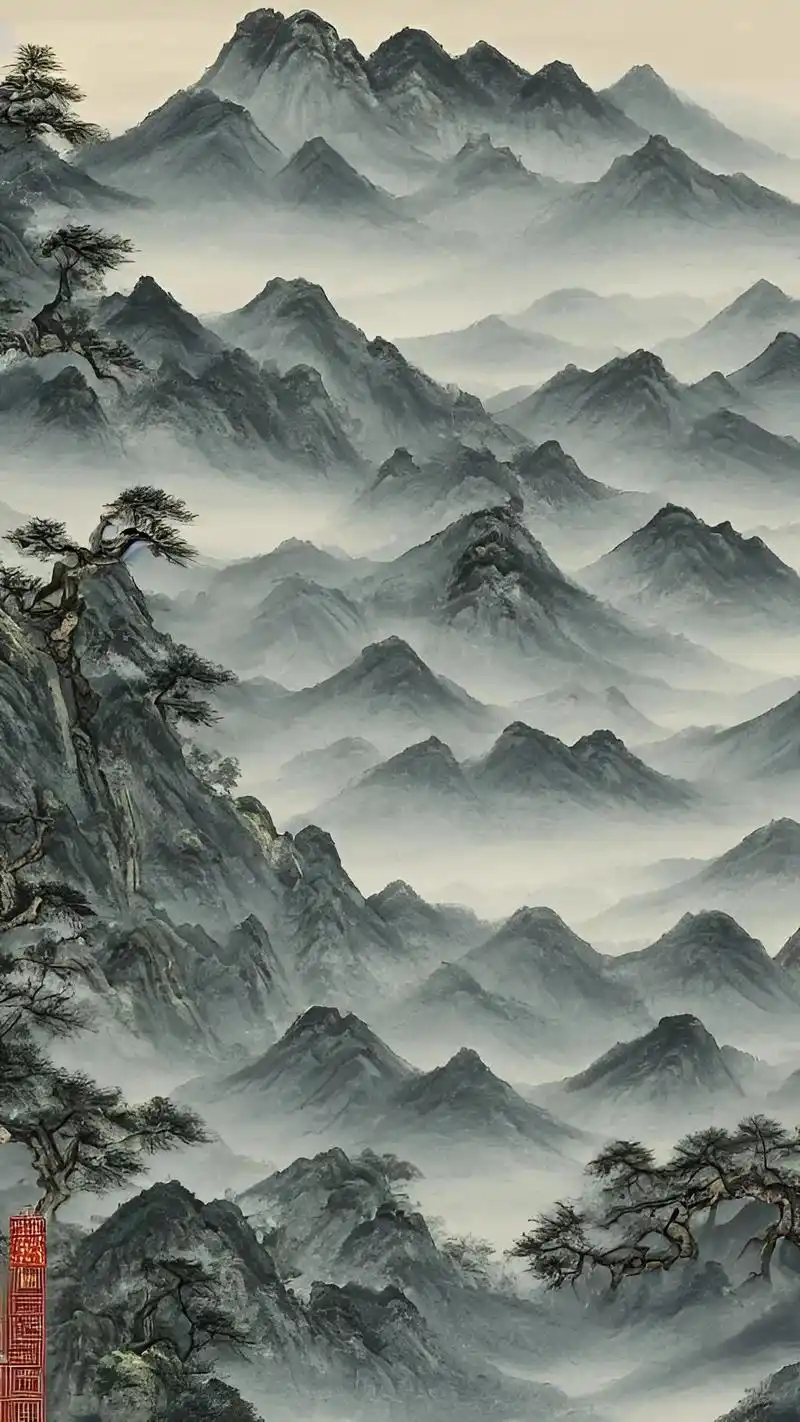 高清手机壁纸 #图文来了 #中国山水画  - 抖音