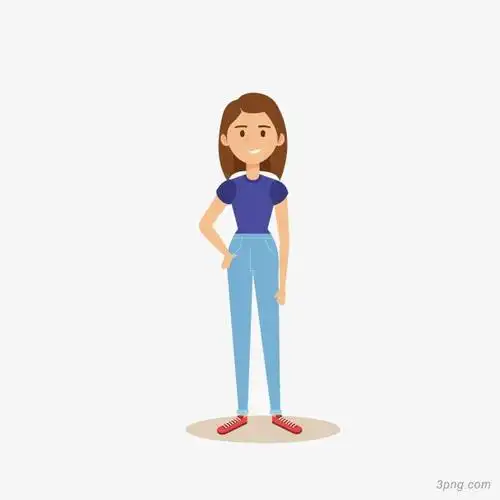 卡通可爱女孩站姿png素材透明免抠图片-卡通手绘