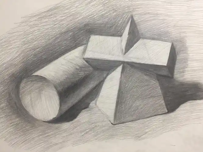 素描暑假作业4:两个几何体静物组合