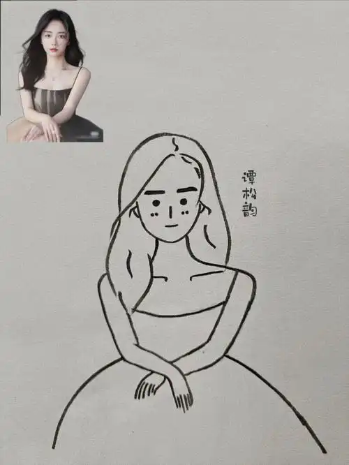 极简手绘打卡day32演员谭松韵