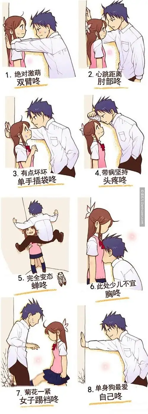 八种脑洞大开心跳加速的"壁咚"姿势,你喜欢哪一种?