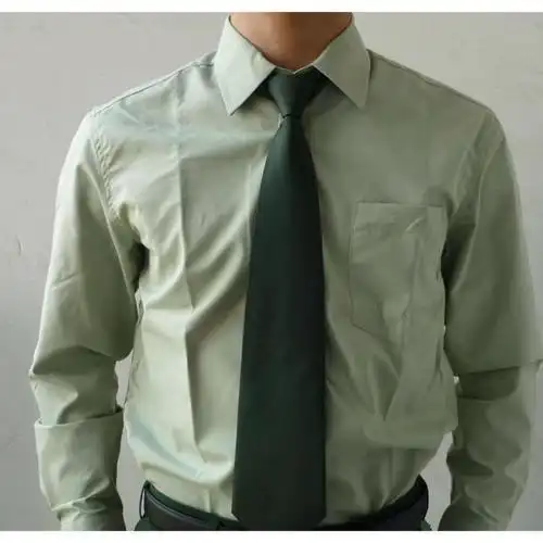 添光陆军式长袖衬衣商务职业军绿色内衬衣职业衬衫春秋上衣军绿色内衬