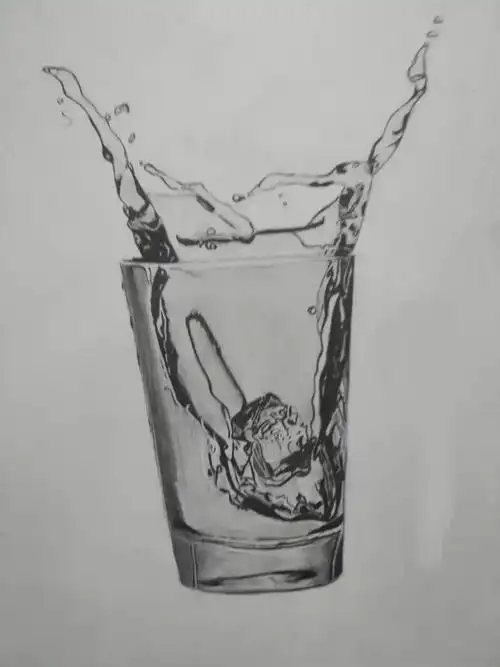 精微素描冰块与水