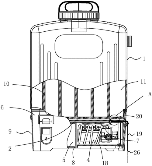 背景技术:传统的电动喷雾器结构,如公告号cn2352267y的中国实用新型