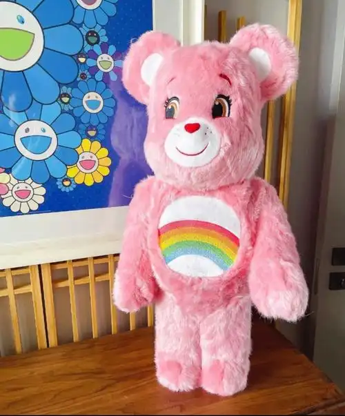 bearbrick粉色毛绒彩虹熊
