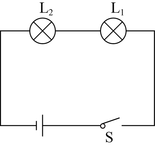 由图可知,所有元件串联,电流依次经过开关s,灯泡l ,灯泡l .