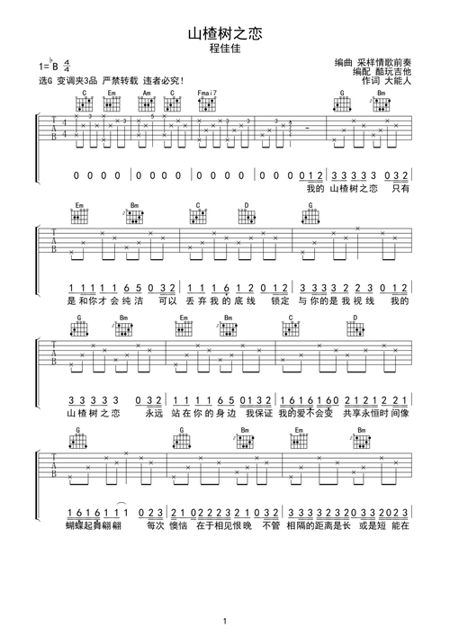 山楂树之恋吉他谱-弹唱谱-c调-虫虫吉他