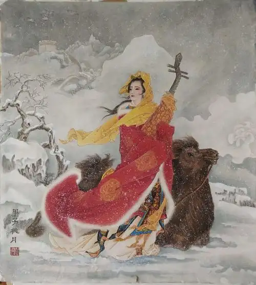 訾亚荣工笔作品《昭君出塞》