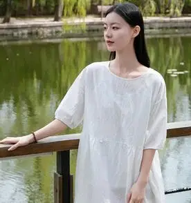 素衣女中国风婵服装春季禅意连衣裙白色禅服女仙气年轻款佛修女装