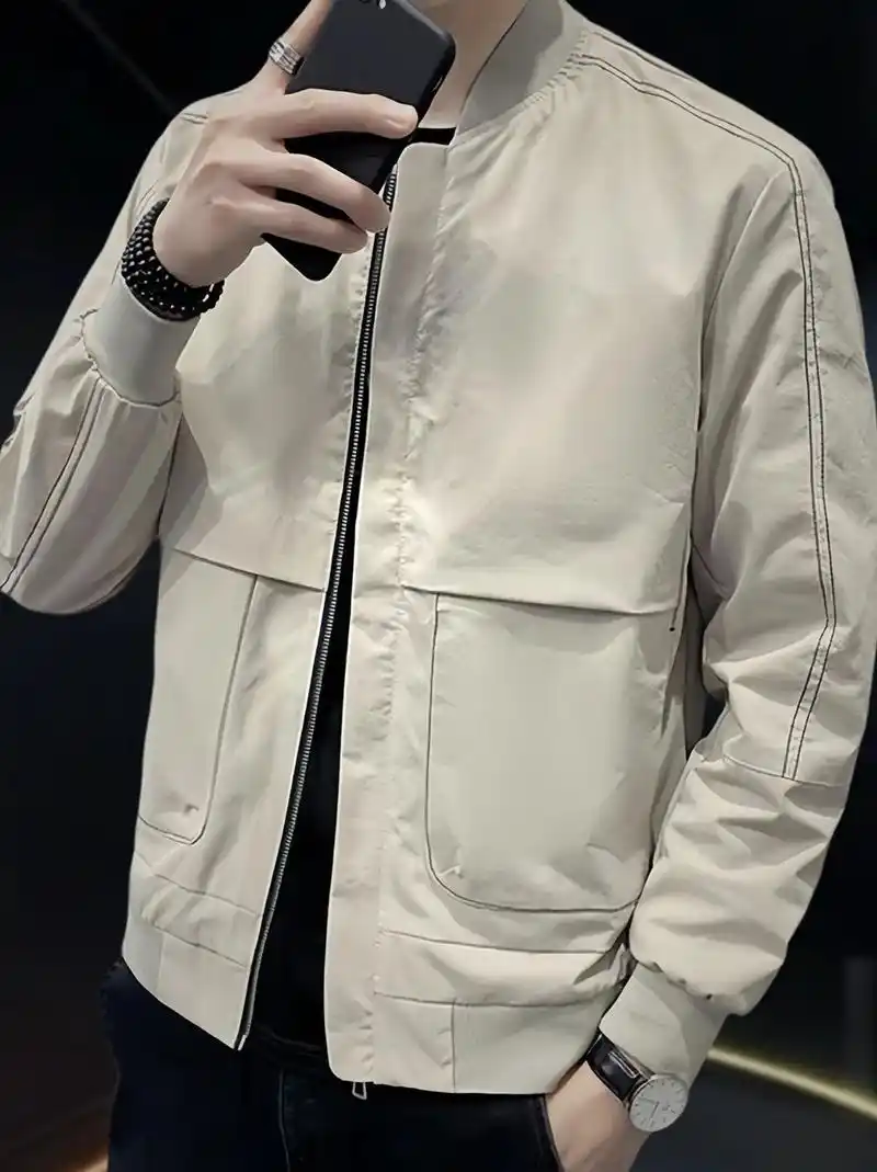 罗蒙春秋季男士夹克,潮流时尚立领工装休闲男外套潮