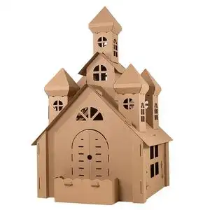 圣诞节diy城堡装饰纸房子礼物手工箱板亲子室内游戏涂鸦玩具屋
