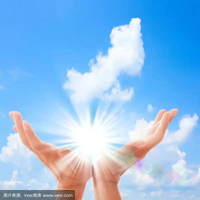 人的手伸向天空.孤立的