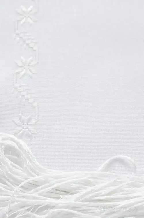 质地的白色丝绸绣花亚麻面料