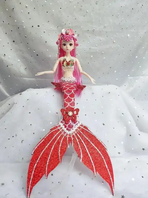 京选推荐美人鱼玩具芭比娃娃纯手工女孩过家家人鱼公主精美尾巴玩偶69