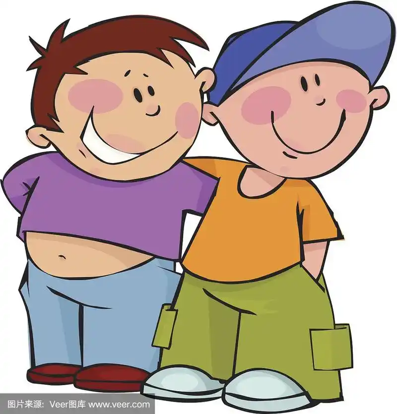 两个小朋友的卡通插图