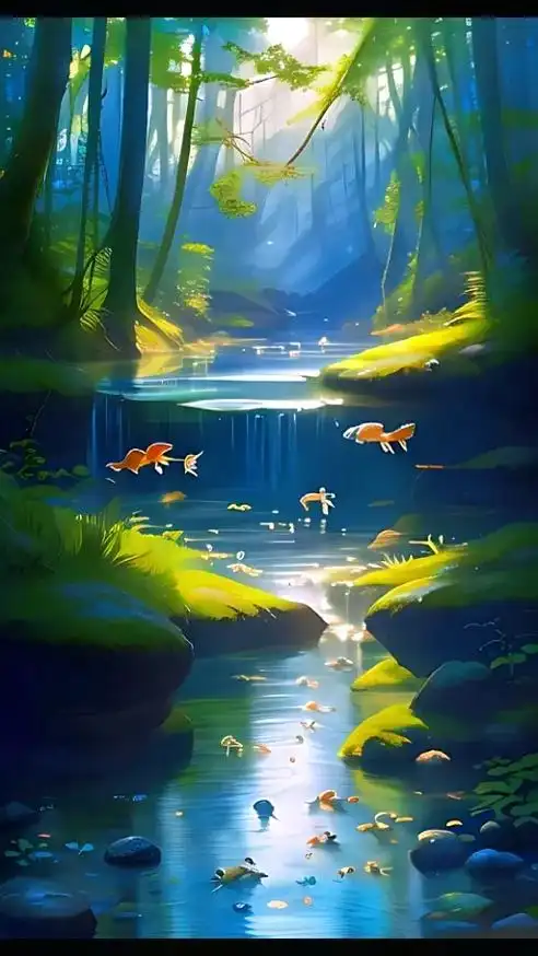 抖音图文来了  一条小河穿过树林弯弯曲曲地流向远方.河水清 - 抖音