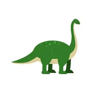 可怕的腕龙可爱的卡通绿色腕龙恐龙,史前和侏罗系怪物矢量图照片