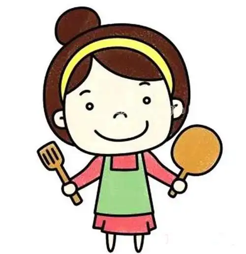 人物头像简笔画 第1页擦汗的中年长发妈妈简笔画怎么画彩色长发妈妈简