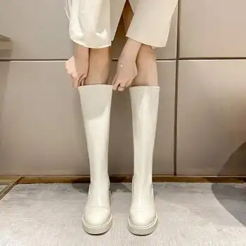 奥康特价捡漏当季热卖内增高靴子女长靴中筒靴白色软皮少女生小个子