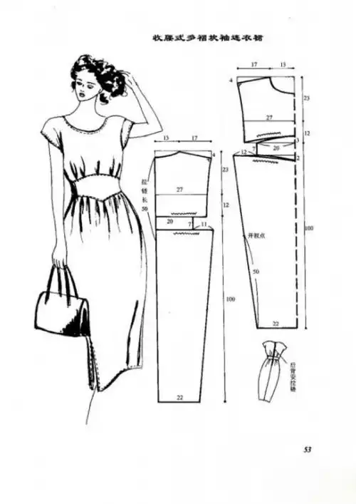 连衣裙纸样,制版,图纸