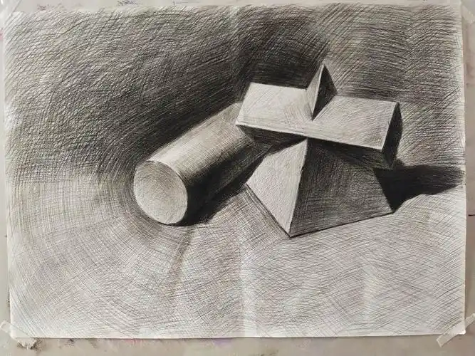 素描暑假作业4:两个几何体静物组合