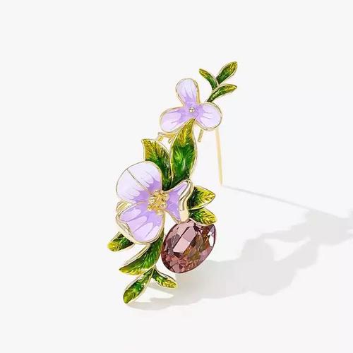 梵高鸢尾花胸针高档女设计感小众水晶滴油花朵胸花西装别针配饰