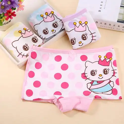 女童内裤纯棉中小童平角宝宝内裤女孩短裤1/3/5/7/9岁儿童女批发_米折