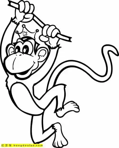11张马戏团的宠儿可爱的卡通涂色小猴子简笔画