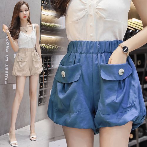 花苞灯笼短裤女夏2022新款韩版百搭宽松蓬蓬裤学生休闲a字阔腿裤