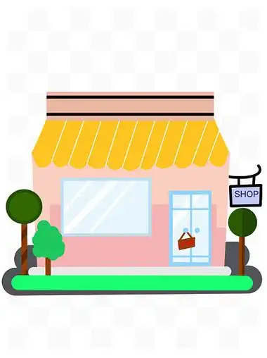 卡通矢量粉红商店店铺