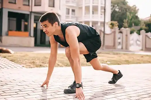 男人,户外,训练,运动,跑,低,开端