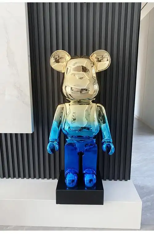轻奢kaws网红暴力熊 大型落地摆件感客厅直播间背景装饰公仔潮 蓝色