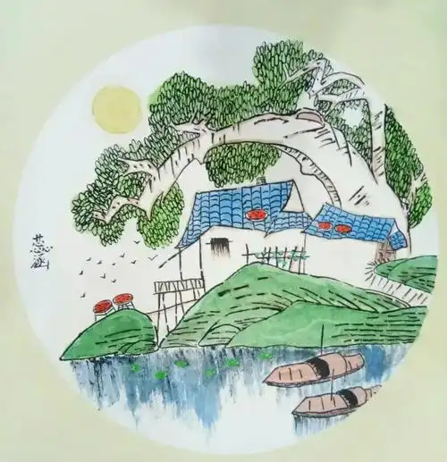 ♨️​儿童国画田园小品[山水画]作品分享(8岁一12岁) - 美篇