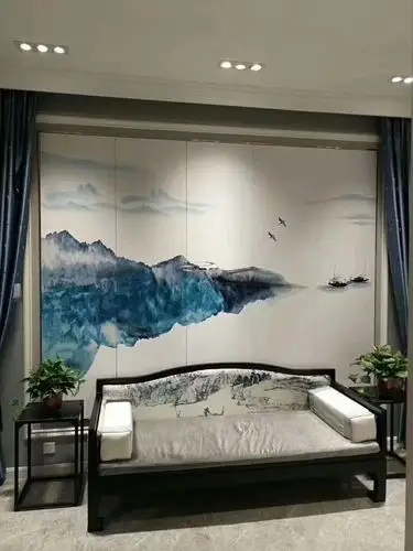 新中式喷绘软硬包背景墙效果图欣赏