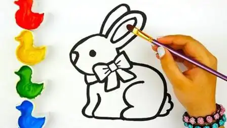 儿童益智亲子画画:这只可爱的兔子涂什么颜色好呢?