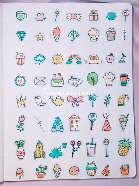 手账小清新可爱简笔画小清新植物手账简笔画素材超